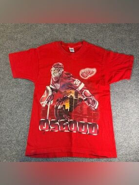 Vintage Detroit Red Wings Chris Osgood Salem Tee Red USA Made M